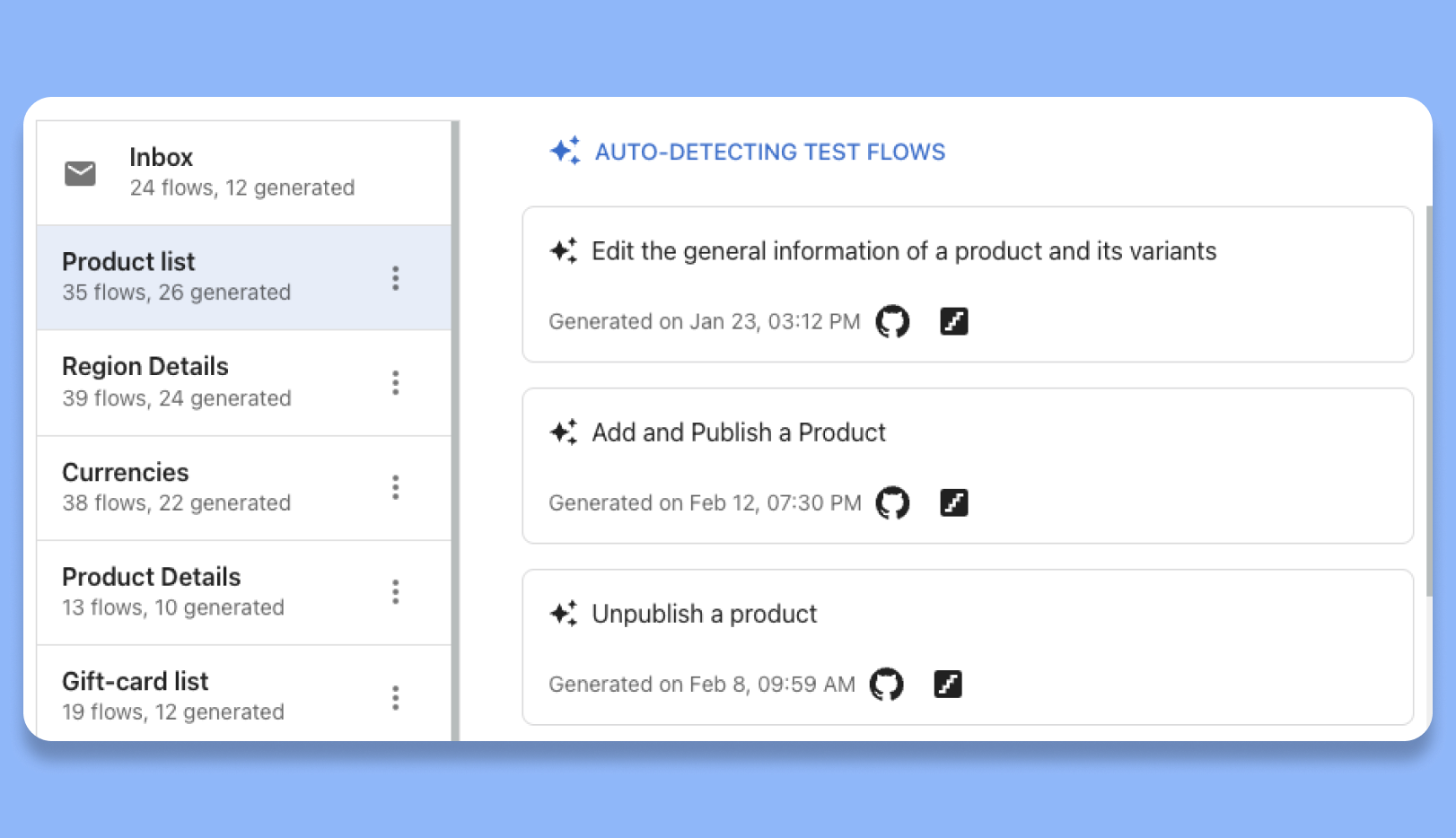 Automatically detect test flows using AI
